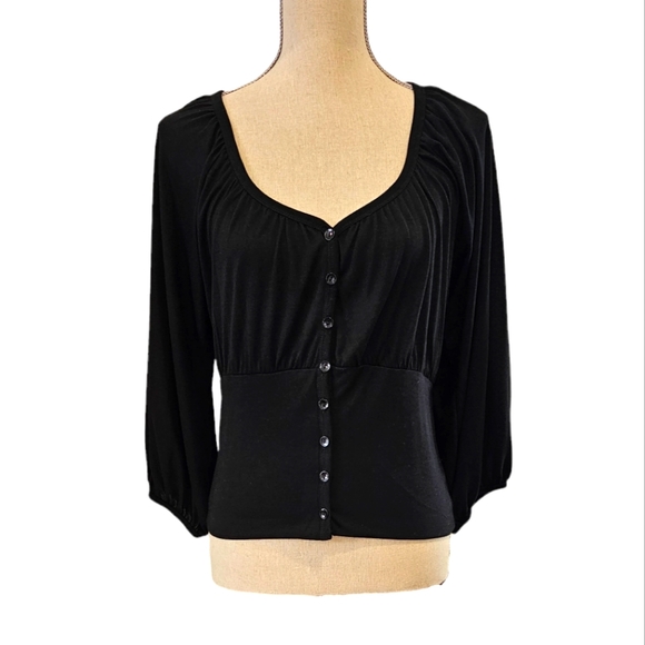 NWT Derek Heart Black Button Up Sweater - Picture 2 of 4